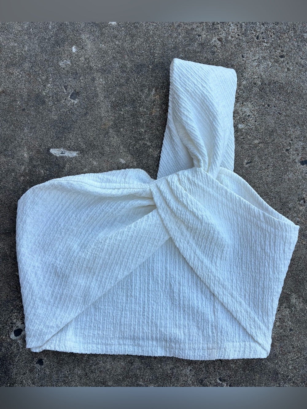 White One-Shoulder Twist Crop Top - Women